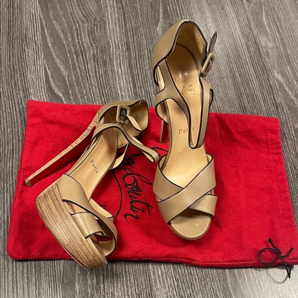 Christian Louboutin Shoes - Christian Louboutin tall tan Strappy heels 37.5
